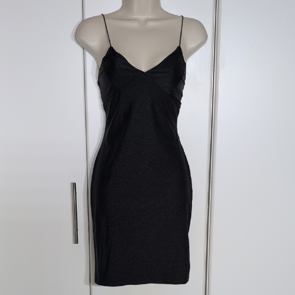 Timing Black Mini Dress with Spaghetti Straps